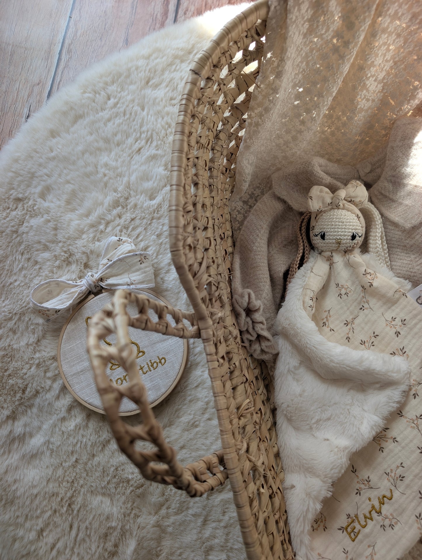 Doudou lapin personnalisable : Olympe Noeud Lange