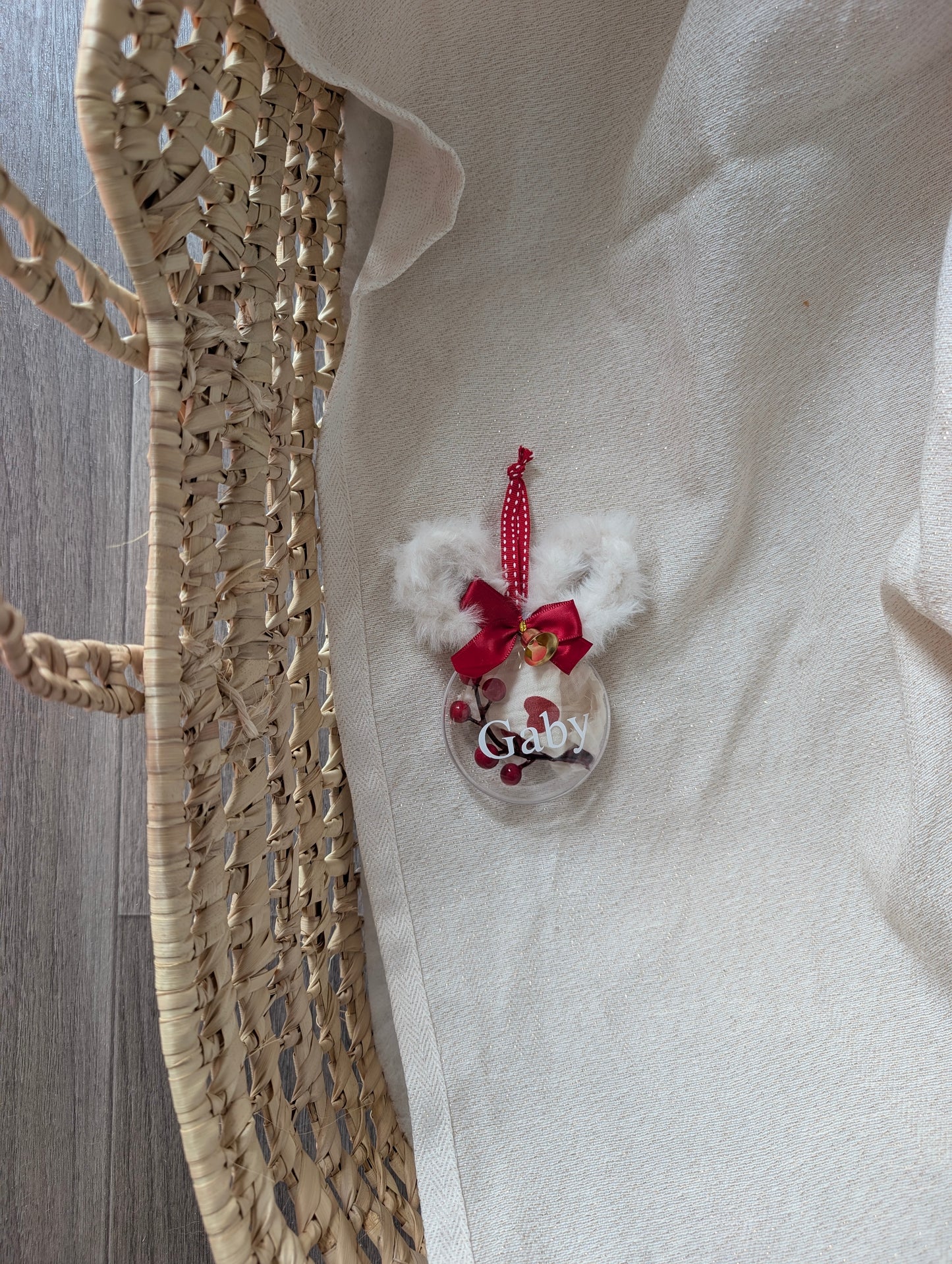 Boule de Noêl personnalisable : Neige de coton ( tissus a ajouter)