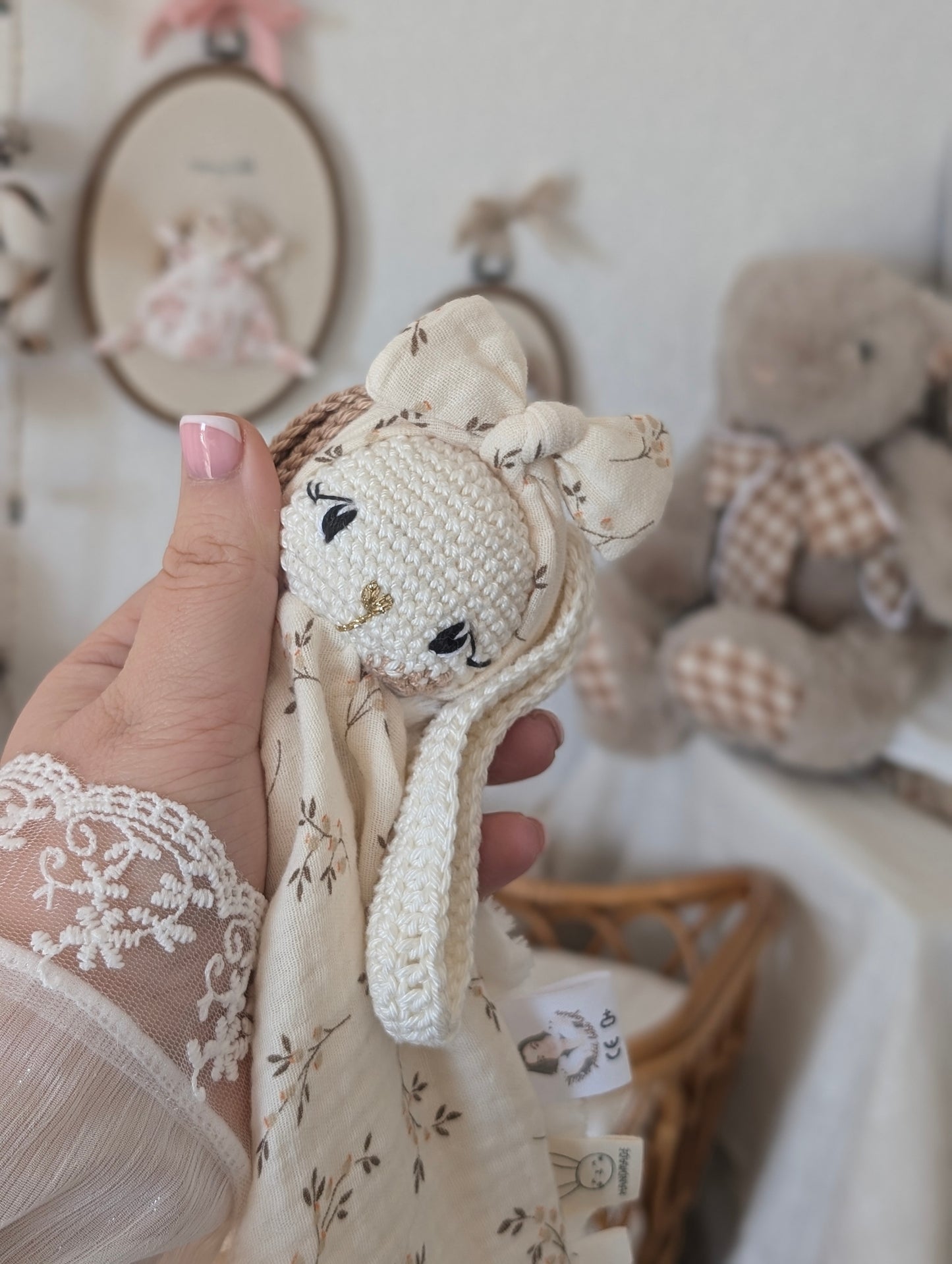Doudou lapin personnalisable : Olympe Noeud Lange